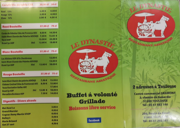 menu du restaurants Le Dynastie à Toulouse