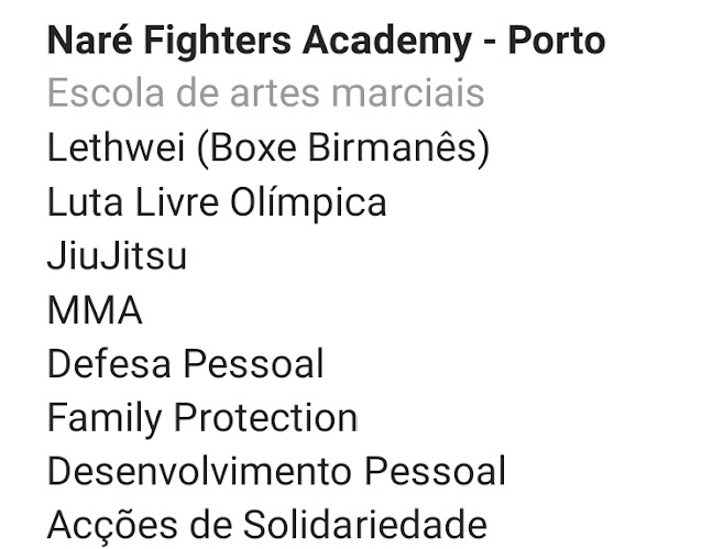 Comentários e avaliações sobre o Naré Fighters Academy Porto