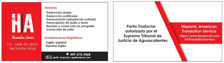 Perito Traductor / Lic. José de Jesús de Santos Arias