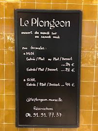 Restaurant Le Plongeon à Marseille (la carte)