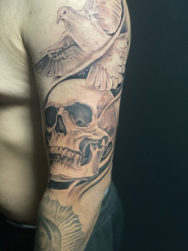 Explore marvel leg tattoo ideas, creative tattoo ideas in Albuquerque, available at Por Vida Tattoo