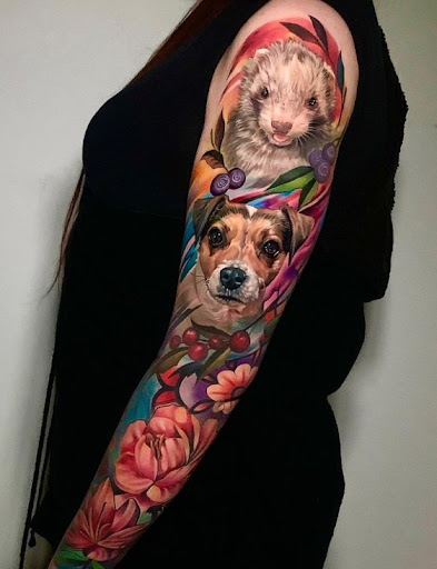 Explore sleeve forearm tattoo ideas for men, creative tattoo ideas in Venice, available at Ink Monkey Tattoo and Piercing