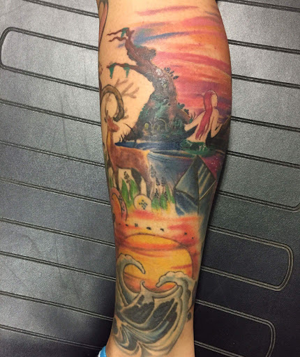 Explore small dog tattoo ideas, creative tattoo ideas in Savannah, available at Tatlyfe Studios