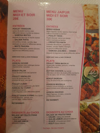 Jaipur à Montmorency menu