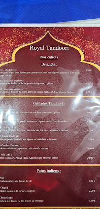 Carte du Restaurant Royal Tandoori à Bourgoin-Jallieu