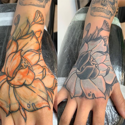 Explore covering up name tattoos ideas, creative tattoo ideas in Virginia Beach, available at Studio Evolve
