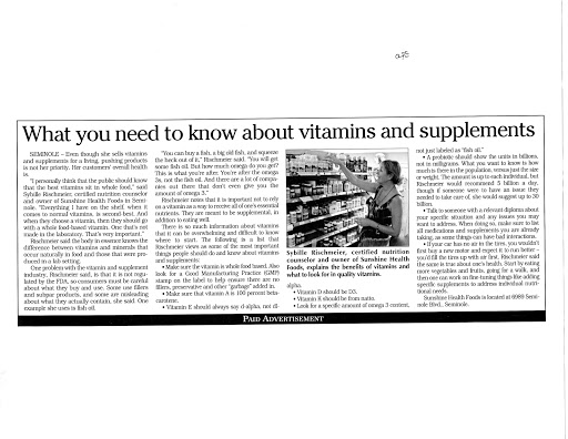 Vitamin & Supplements Store «Sunshine Health Foods», reviews and photos, 6989 Seminole Blvd # 4, Seminole, FL 33772, USA