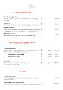 Menu / carte de La Baratte à Leschaux