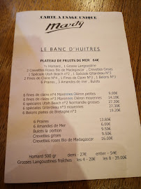 Carte du Restaurant Marty à Paris