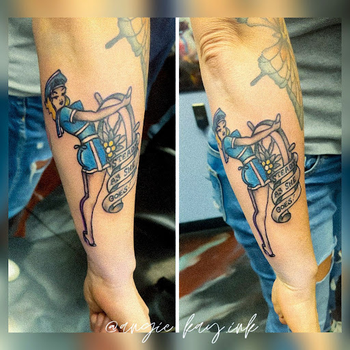 Explore women tattoo sleeve ideas, creative tattoo ideas in Casper, available at Luna & Lotus Amethyst Ink Angie Kay