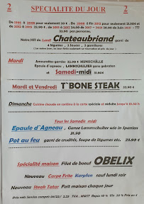 Menu du Restaurant Starck à Neuwiller