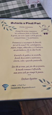 Restaurant de spécialités de la région de Rome Osteria A Piedi Pari à Rome - menu / carte