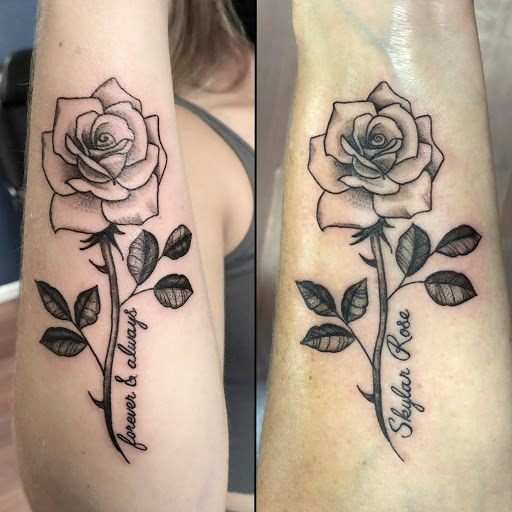 Explore flower bouquet tattoo ideas, creative tattoo ideas in Los Alamitos, available at Mr. Inkwells Classy Tattoos