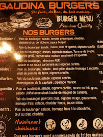 Carte du Gaudina Burgers à Toulon