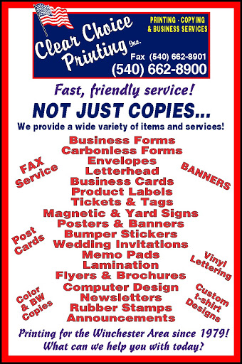 Commercial Printer «Clear Choice Printing, Inc.», reviews and photos, 740 N Loudoun St, Winchester, VA 22601, USA