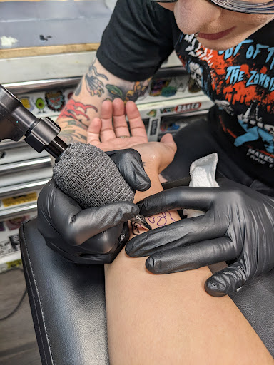 Explore horror half sleeve tattoo ideas, creative tattoo ideas in Decatur, available at Crybaby Tattoo