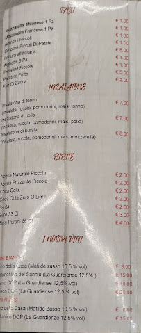 Menu / carte de Al Gambero Rosso à Naples