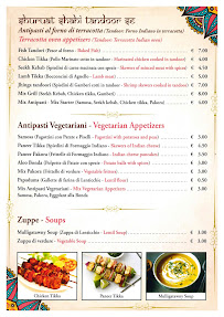 Restaurant indien Little India à Rome (le menu)