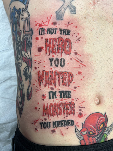 Explore mens leg tattoo ideas, creative tattoo ideas in Oelwein, available at Purple Thistle Tattoo