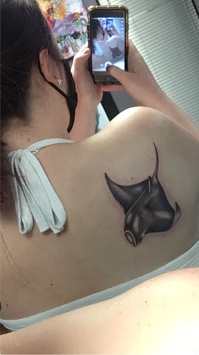 Explore cute witch tattoo ideas, creative tattoo ideas in Hammond, available at Bugaboo Tattoo