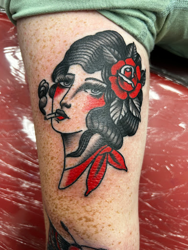 Explore tattoo ideas for womens thigh, creative tattoo ideas in El Paso, available at American Tattoo Society of Ft Bliss