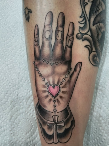 Explore aztec hand tattoo ideas, creative tattoo ideas in Arcadia, available at Rubes Tattoos