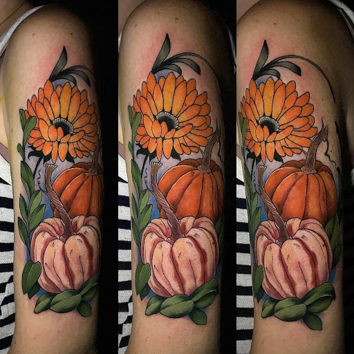 Explore cross tattoo sleeve ideas, creative tattoo ideas in Buford, available at Inked Arts Tattoo Studio