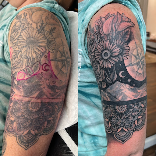 Explore dark tattoo cover up ideas, creative tattoo ideas in Grand Junction, available at Monarch Tattoo Studio