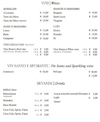 Menu / carte de Osteria La Nuova Dispensa à Alberese