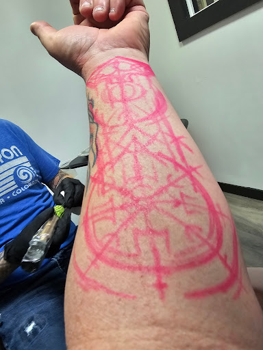 Explore chest and arm tattoo ideas, creative tattoo ideas in Tahlequah, available at Monochrome Ink