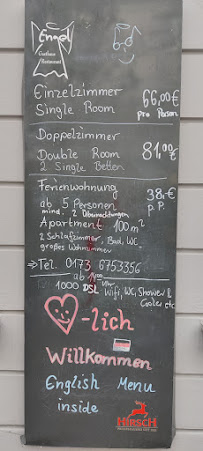 Menu / carte de Restaurant Engel à Tuttlingen