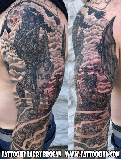 Explore whole back tattoo ideas, creative tattoo ideas in Lockport, available at Tattoo City by Larry Brogan