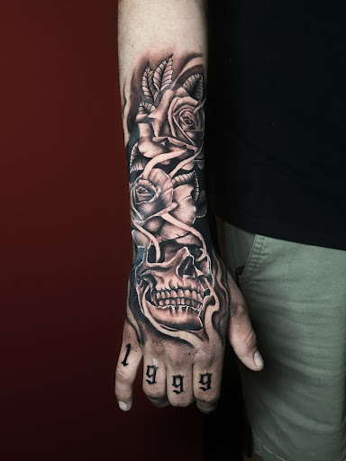 Explore batman sleeve tattoo ideas, creative tattoo ideas in Logansport, available at Mobs Haven