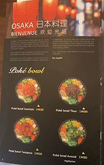 Bistrot Osaka à Paris menu