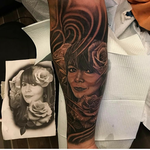 Explore grumpy bear tattoo ideas, creative tattoo ideas in San Antonio, available at Dandyland Custom Tattoo and Professional Body Piercing