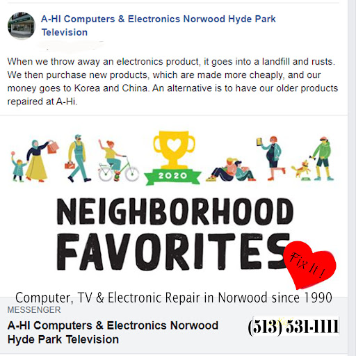 Electronics Store «A-Hi Computers & Electronics Norwood-Hyde Park Television», reviews and photos, 4030 Montgomery Rd, Cincinnati, OH 45212, USA