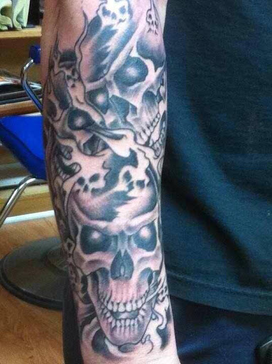 Explore american sleeve tattoo ideas, creative tattoo ideas in Mchenry, available at Lunchbox Tattoo and Body Piercing