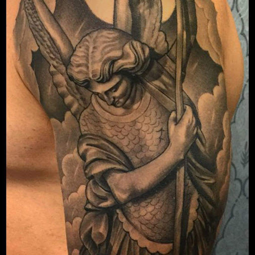 Explore sleeve tattoo background ideas, creative tattoo ideas in San Antonio, available at Firme Copias Tattoo Studio