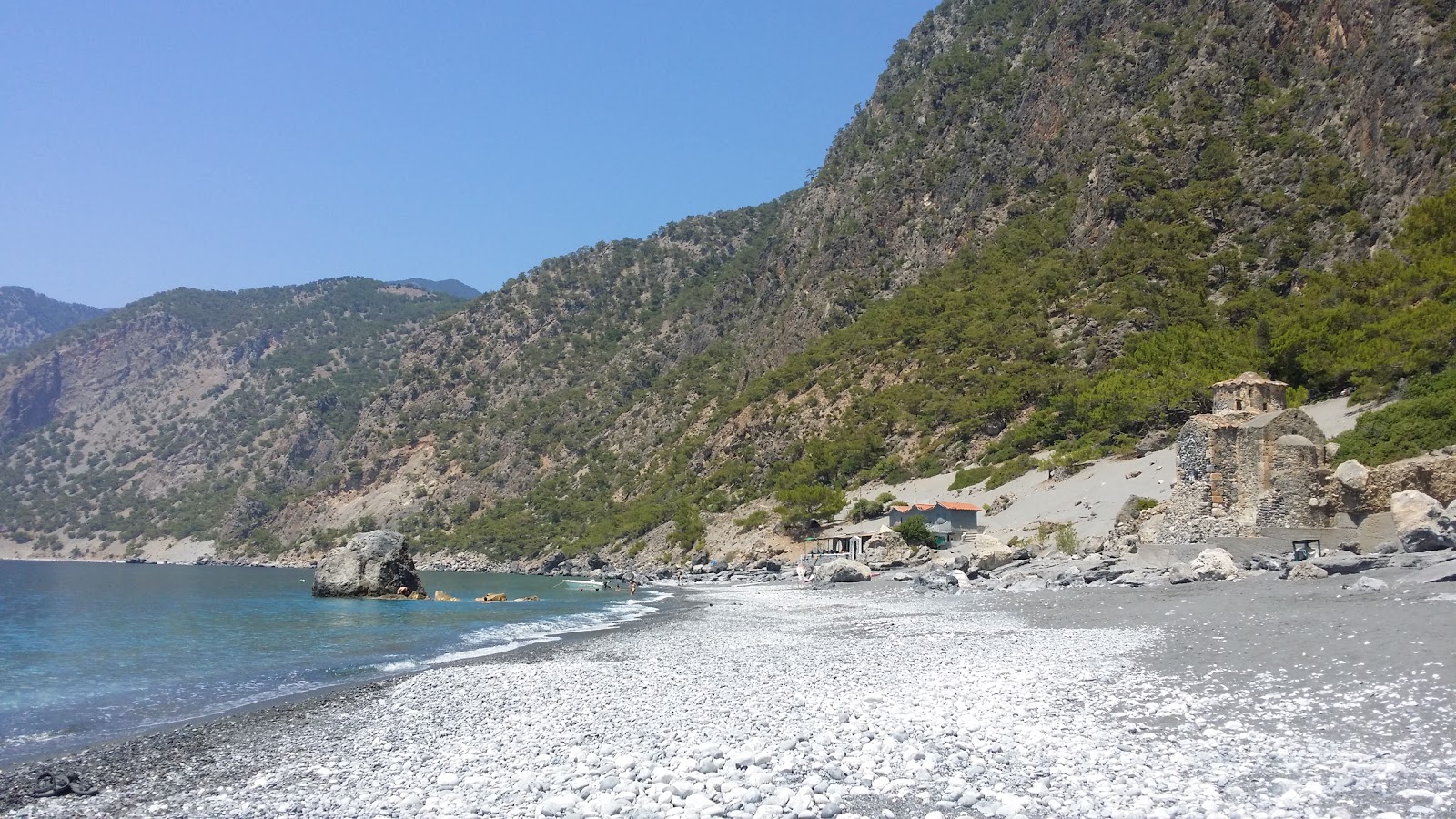 Photo of Ag. Pavlos beach with long straight shore