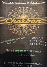 Restaurant indien CHARBON à Gaillard carte