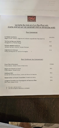 Restaurant Le Marceau (Angélique et Sébastien) à Auch (le menu)