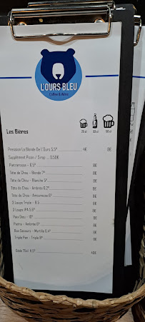 Restaurant L'Ours Bleu à Reims (la carte)