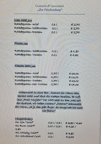 Gaststätte ,,Zur Friedensburg à Cottbus menu