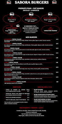 Menu du Sabora Burgers à Libourne