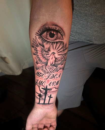 Explore mens finger tattoo ideas, creative tattoo ideas in Dothan, available at Dinosaur Tattoo Company