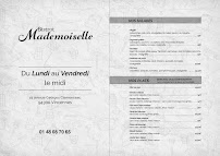 Carte du Bistrot Mademoiselle à Vincennes