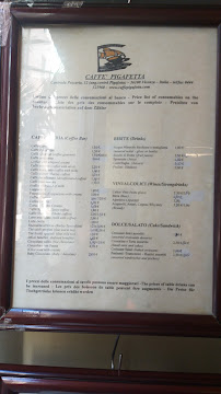 Cafétéria Caffetteria Bar Pigafetta à Vicenza (le menu)