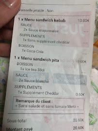 Menu du Adalya à Orléans