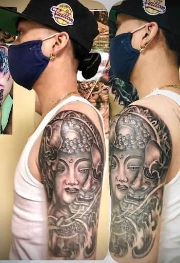 Explore construction tattoo ideas, creative tattoo ideas in Garden Grove, available at Anna Hang Tattoo