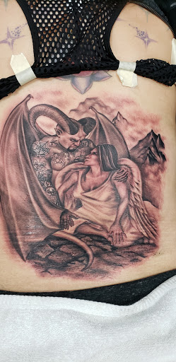 Explore stone tattoo ideas, creative tattoo ideas in Houston, available at Rose & Dagger Tattoo